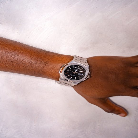 Engineered to stand out. Crafted to last. The Silver  Asorock Watches Silver/Black Frosted Stardust Constellation Day Date Mens watch